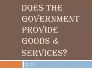 DOES THE Government PROVIDE GOODS &amp; SERVICES ?