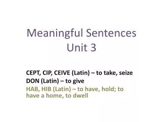 Meaningful Sentences Unit 3