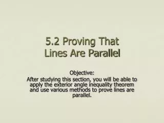 5.2 Proving That Lines Are Parallel