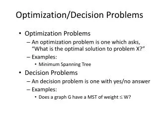 Optimization/Decision Problems