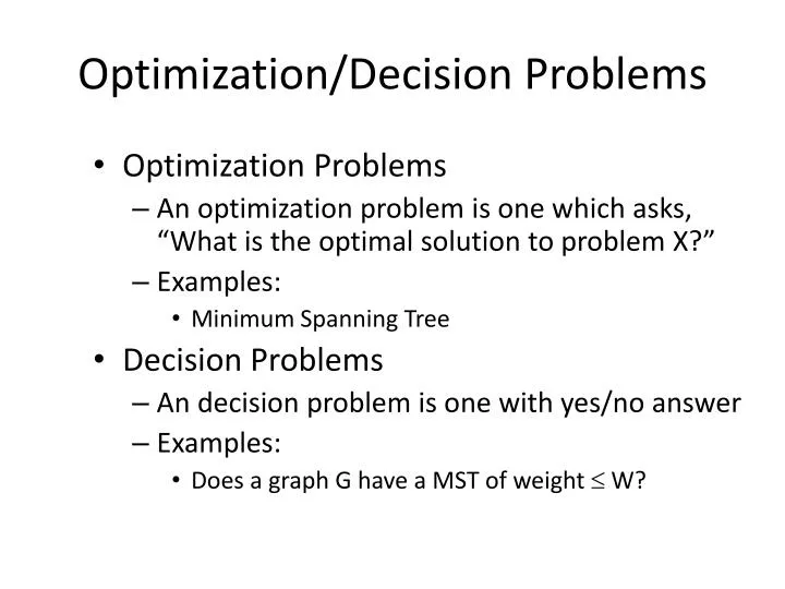 optimization decision problems