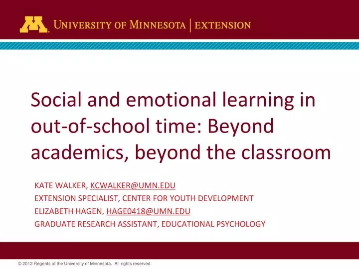 social and emotional learning in out of school time beyond academics beyond the classroom