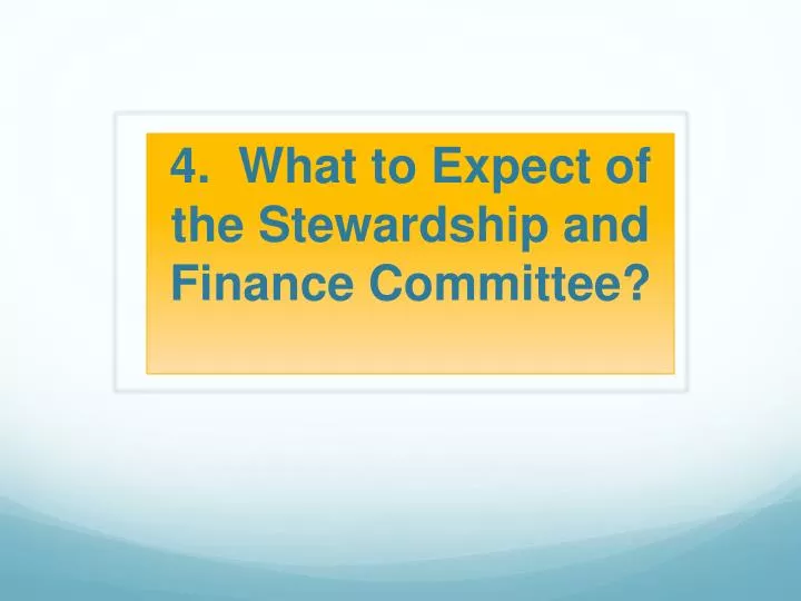 4 what to expect of the stewardship and finance committee