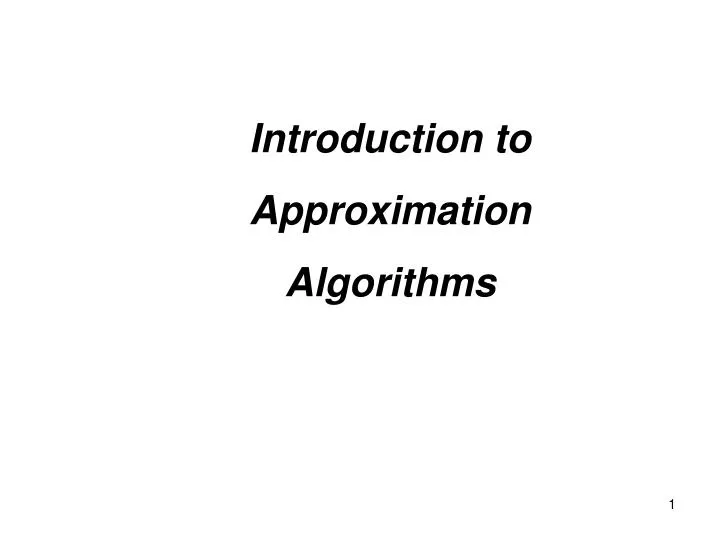 introduction to approximation algorithms