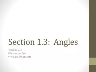 Section 1.3: Angles