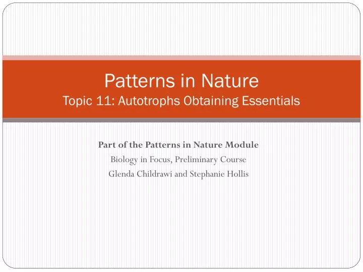 patterns in nature topic 11 autotrophs obtaining essentials