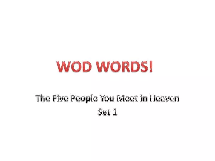 the five people you meet in heaven set 1