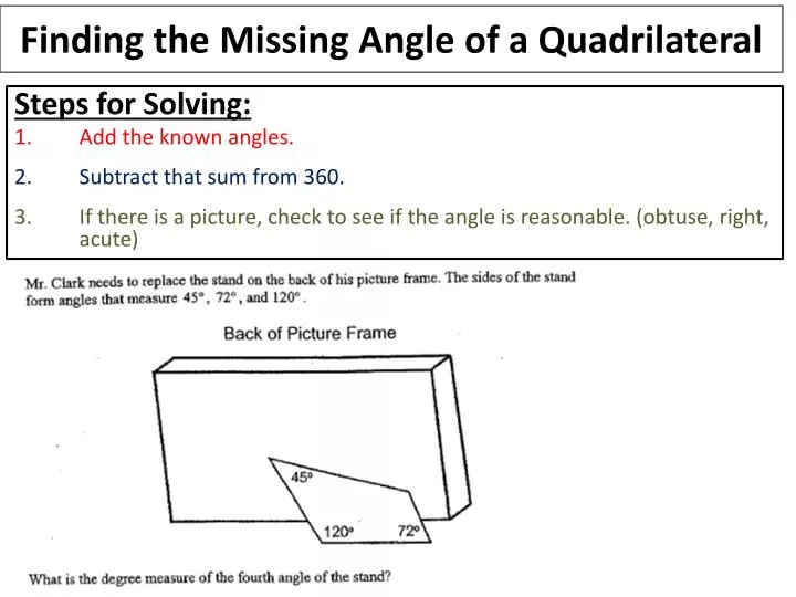 finding the missing angle of a quadrilateral