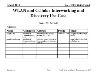 WLAN and Cellular Interworking and Discovery Use Case