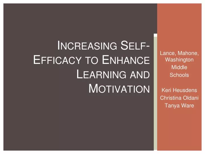 increasing self efficacy to enhance learning and motivation