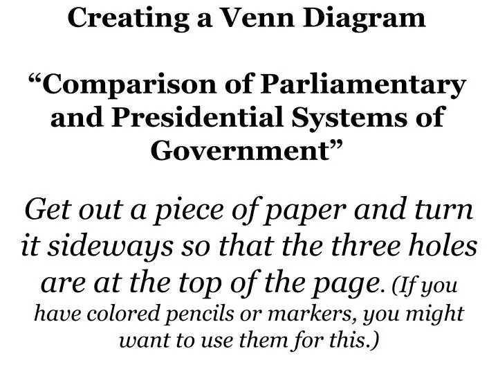 creating a venn diagram comparison of parliamentary and presidential systems of government