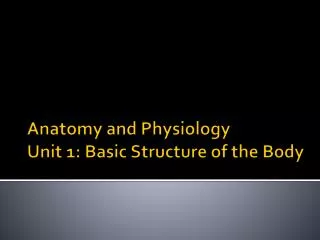 Anatomy and Physiology Unit 1: Basic Structure of the Body