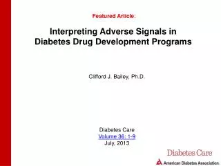 Interpreting Adverse Signals in Diabetes Drug Development Programs