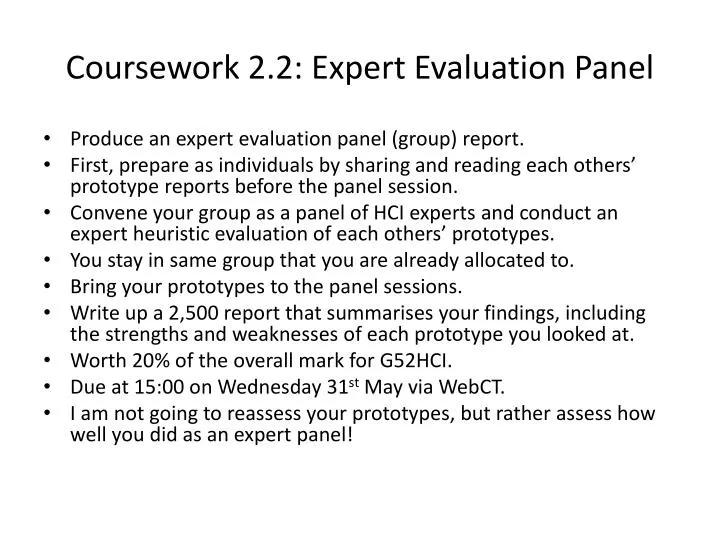coursework 2 2 expert evaluation panel