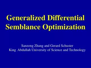 Generalized Differential Semblance Optimization