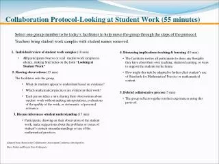 Collaboration Protocol-Looking at Student Work (55 minutes)