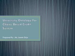 University Ontology For Choice Based Credit System