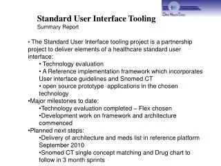 Standard User Interface Tooling Summary Report