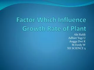 Factor Which Influence Growth Rate of Plant