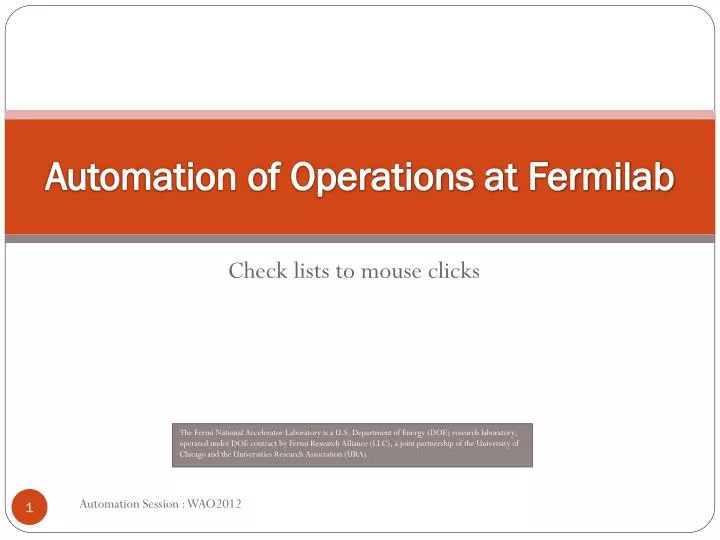 automation of operations at fermilab
