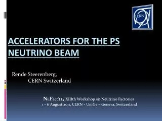 Accelerators for the PS neutrino beam