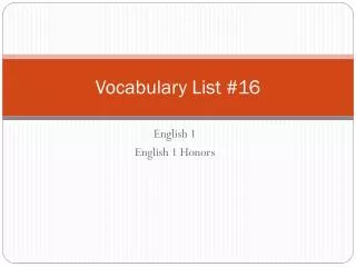 Vocabulary List #16