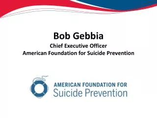 Bob Gebbia Chief Executive Officer American Foundation for Suicide Prevention