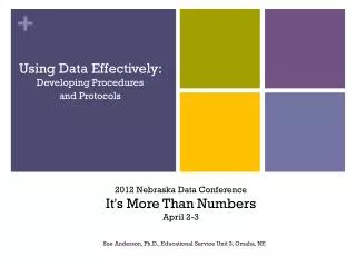 Using Data Effectively: Developing Procedures and Protocols