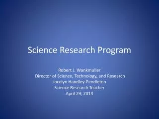 Science Research Program