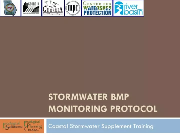 stormwater bmp monitoring protocol