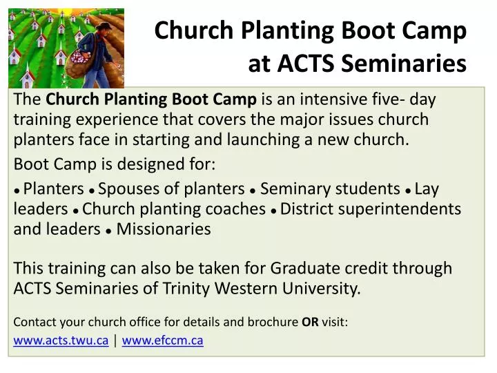 church planting boot camp at acts seminaries