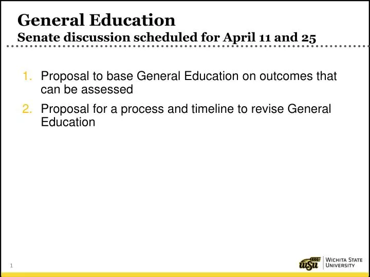 general education senate discussion scheduled for april 11 and 25