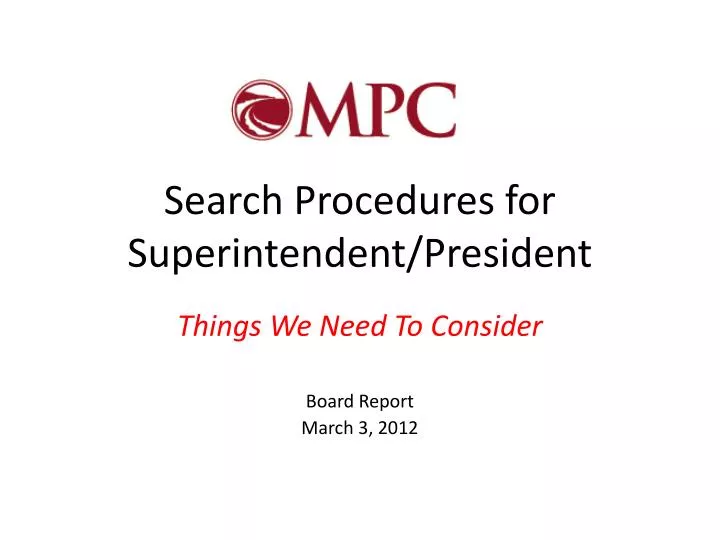 search procedures for superintendent president