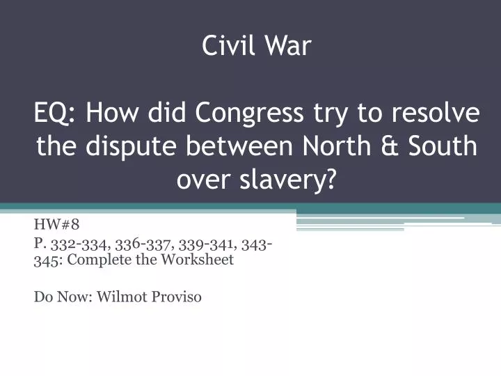 civil war eq how did congress try to resolve the dispute between north south over slavery