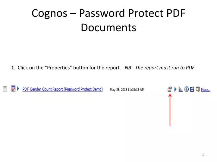 cognos password protect pdf documents