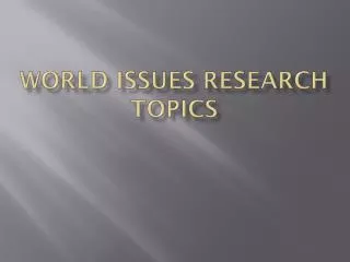 World Issues Research Topics