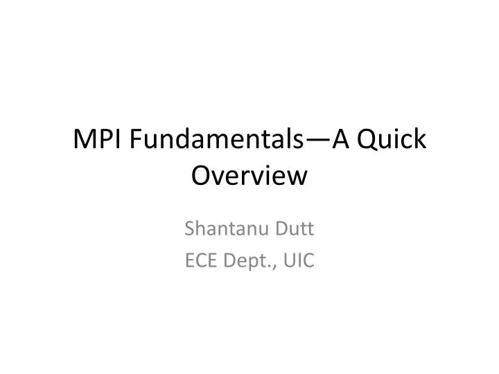 mpi fundamentals a quick overview