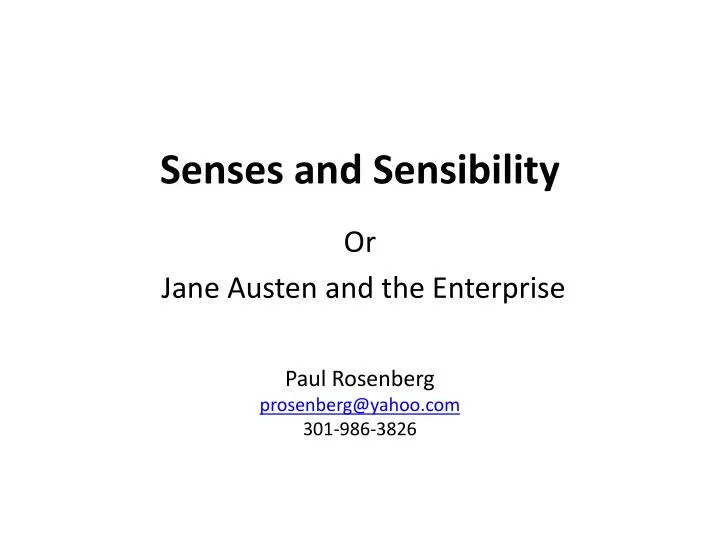 senses and sensibility