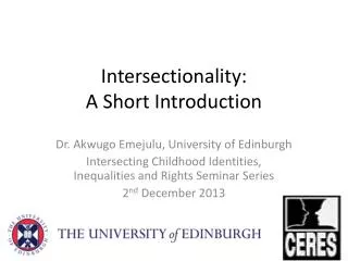 Intersectionality : A Short Introduction
