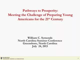 William C. Symonds North Carolina Summer Conference Greensboro , North Carolina July 24, 2013