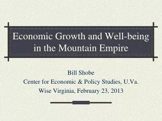 Economic Growth and Well-being in the Mountain Empire