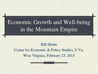 economic growth and well being in the mountain empire