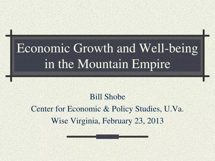 economic growth and well being in the mountain empire