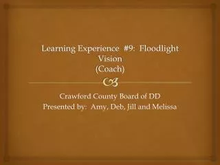 Learning Experience #9: Floodlight Vision (Coach)