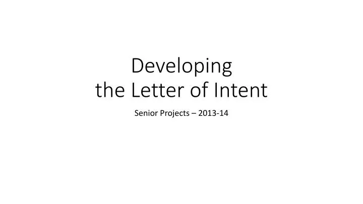 developing the letter of intent