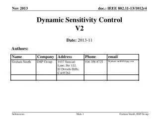Dynamic Sensitivity Control V2