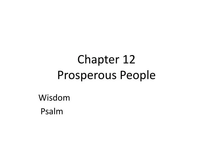 chapter 12 prosperous people