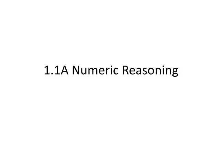 1 1a numeric reasoning
