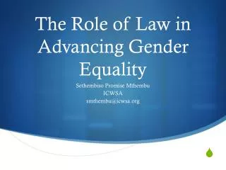 The Role of Law in Advancing Gender Equality