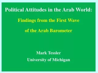 Political Attitudes in the Arab World: Findings from the First Wave of the Arab Barometer